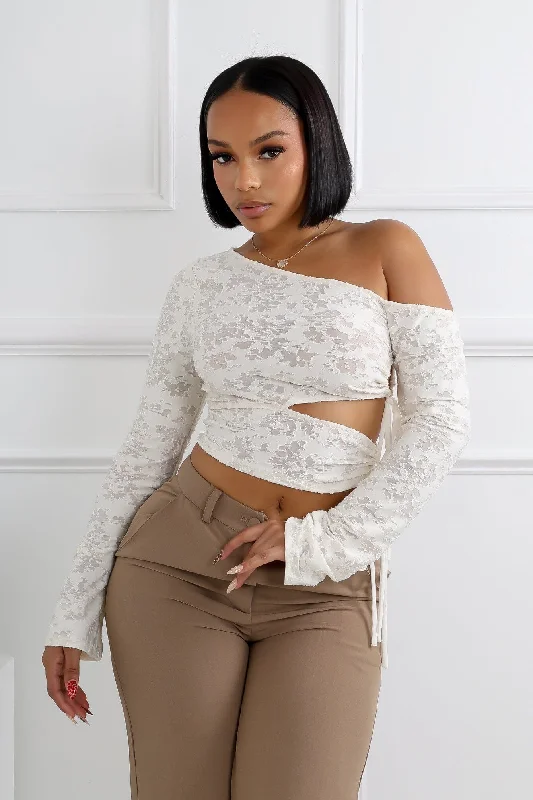 Super Bargain Chloe Burnout Mesh Cutout Top