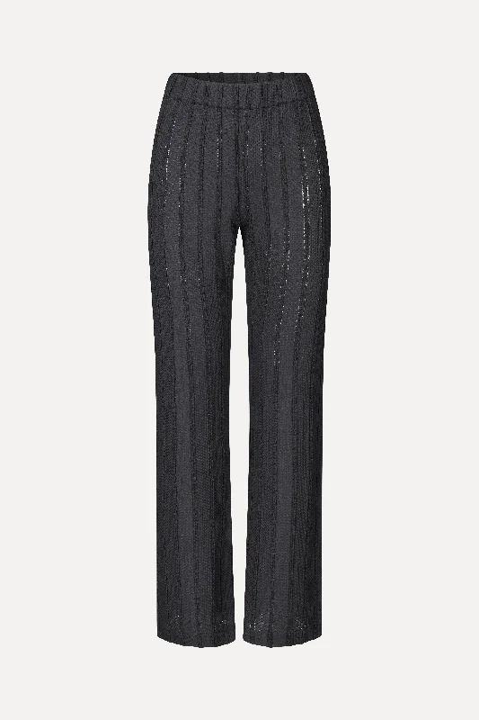 Weekend Deals to Brighten Your Day Elasticated Straight Long Pants - Black / White