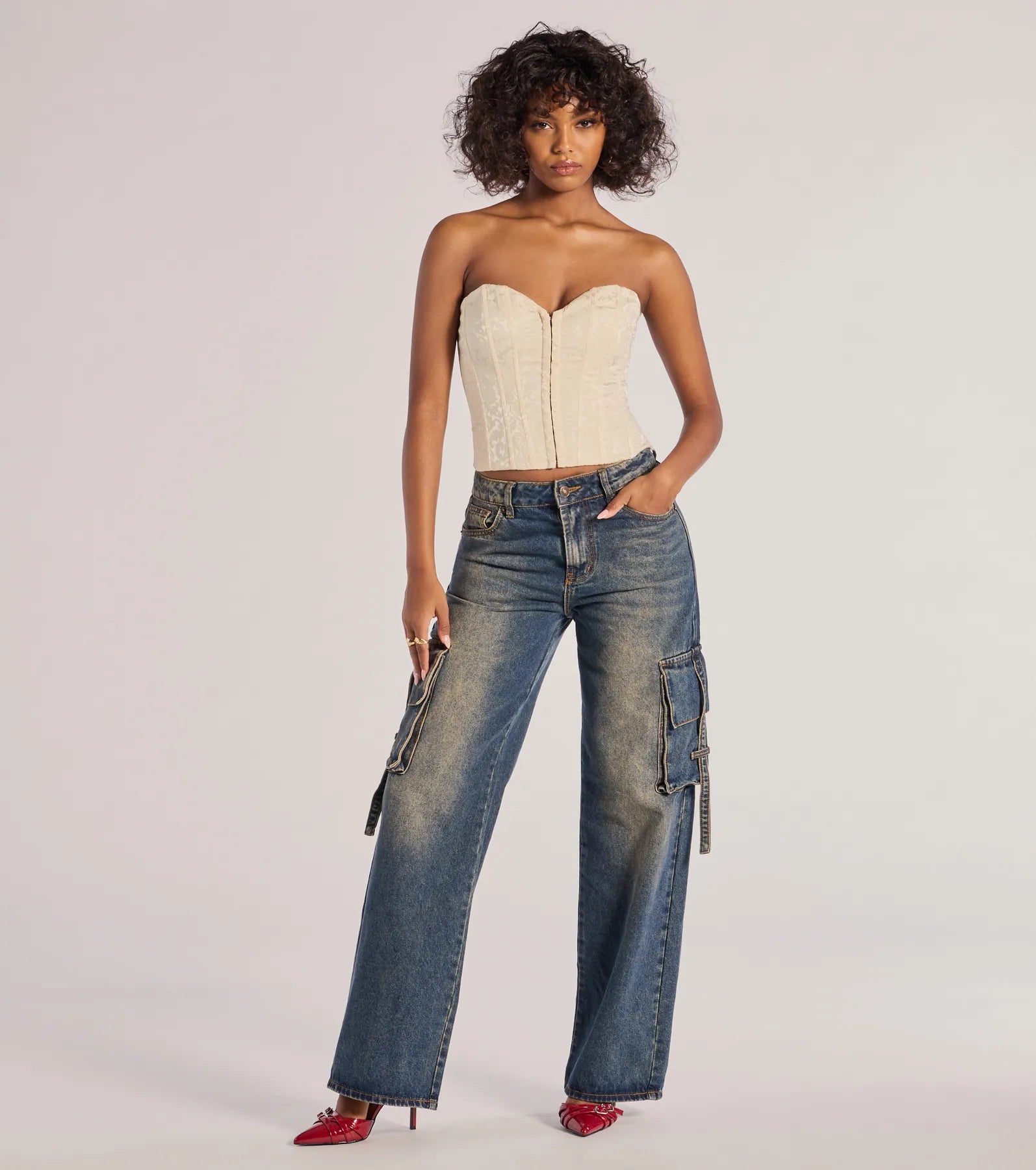 Special Offer Trendsetter High-Rise Wide-Leg Cargo Jeans