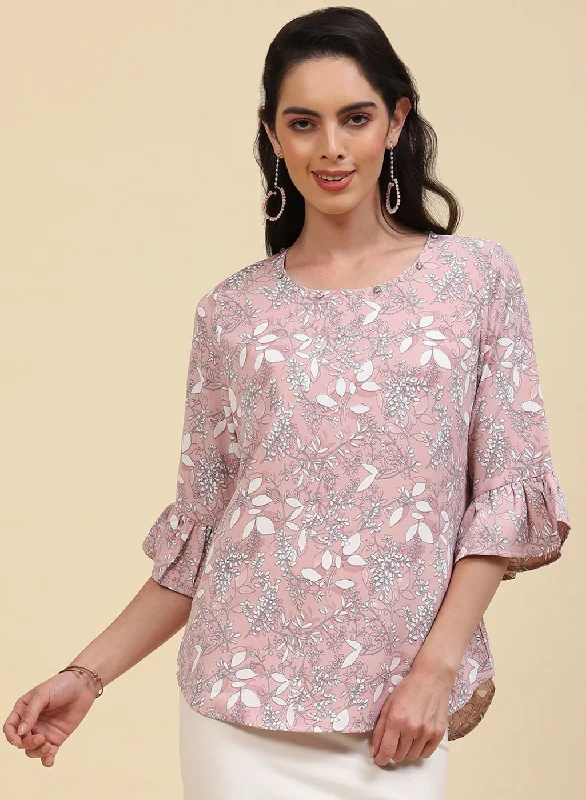 Low Cost Women Peach Printed Top