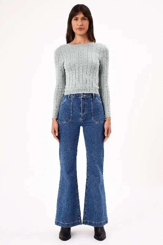 Inventory Reduction ROLLA'S Eastcoast Flare Long Jeans Dark Vintage Blue