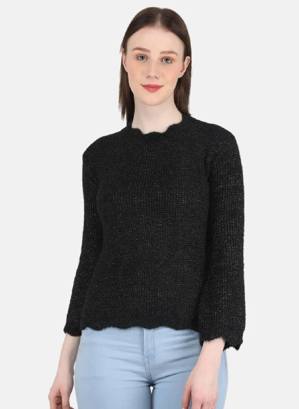 Super Deal Women Black Self Design Top