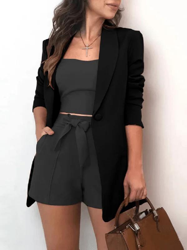 Best Seller Women Solid Korean Business Style Simple V-Neck Button Cardigan