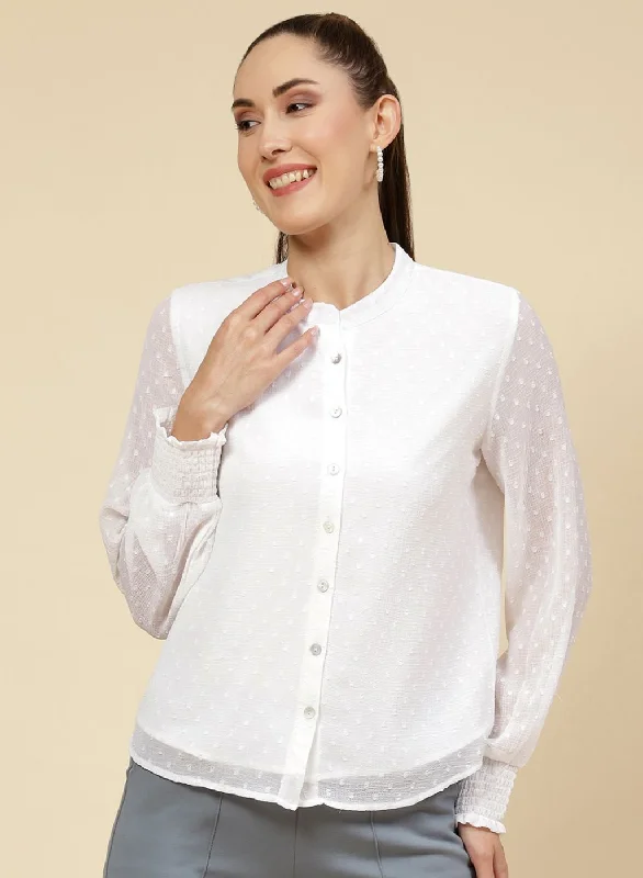Markdowns Women White Self Design Top
