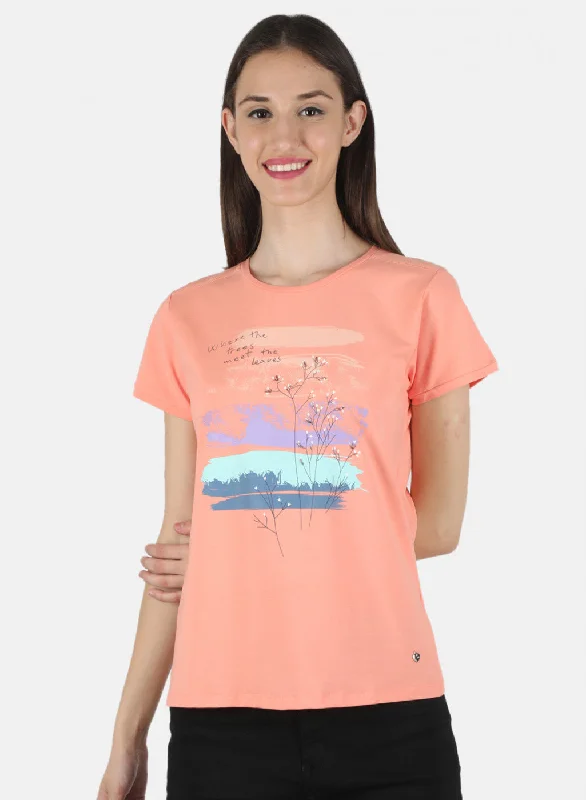 The Best Prices Women Peach Printed Top