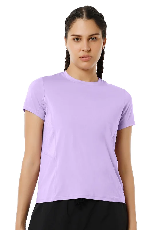 Fantastic Offers Flaunt Short Sleeve Round Neck Workout T-Shirt - Digital Lavender