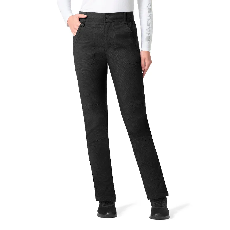 Great Deal Carhartt Rugged Flex Ripstop Women's Utility Cargo Scrub Pant - Black