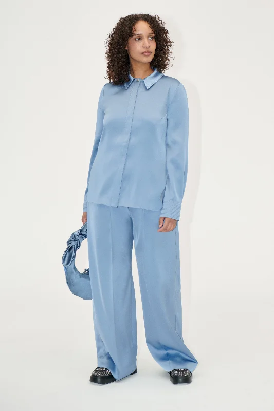 Stock Up Wide Leg Long Pants - Infinity Blue