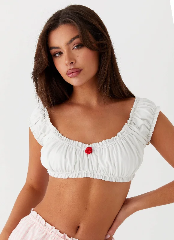 Weekend Savings Fiesta Marcella Crop Top - White