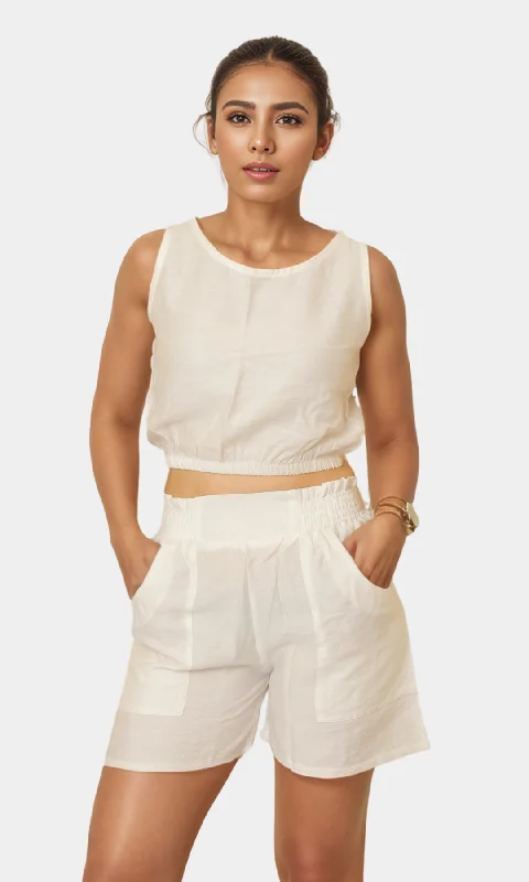 Hot Deal Two Piece Women Summer Set (White)