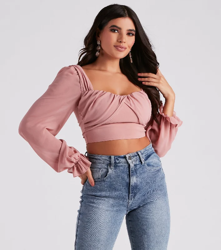 Huge Discounts Talk About Breezy Chiffon Crop Top