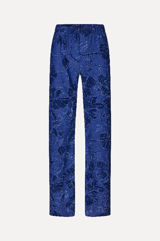 Super Bargain Elasticated Straight Long Pants - Fine Line Poppies
