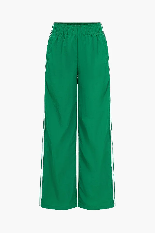 Weekend Deals That Impress Contrast Side Stripe Pocket Elastic Waist Pants