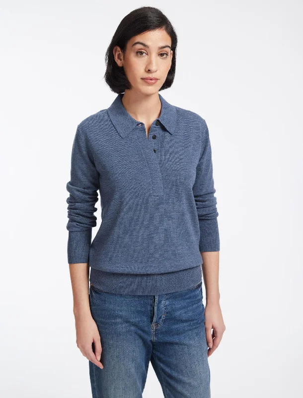 Best Choice Josie Wool Collared Jumper - Denim Blue