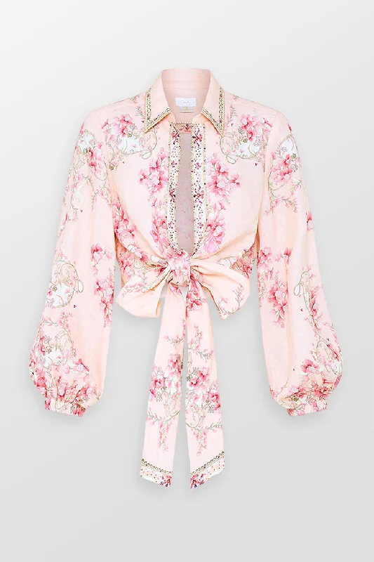 Mega Discount Cropped Wrap Floral Shirt Top