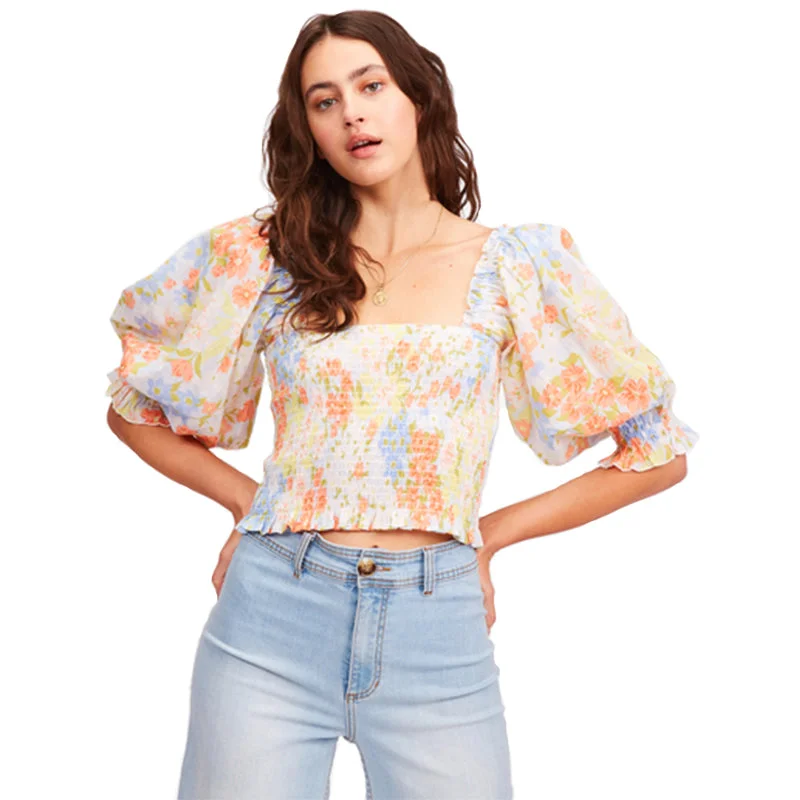 Weekend Offers That Tempt Feeling Groovy Puff Sleeve Crop Top