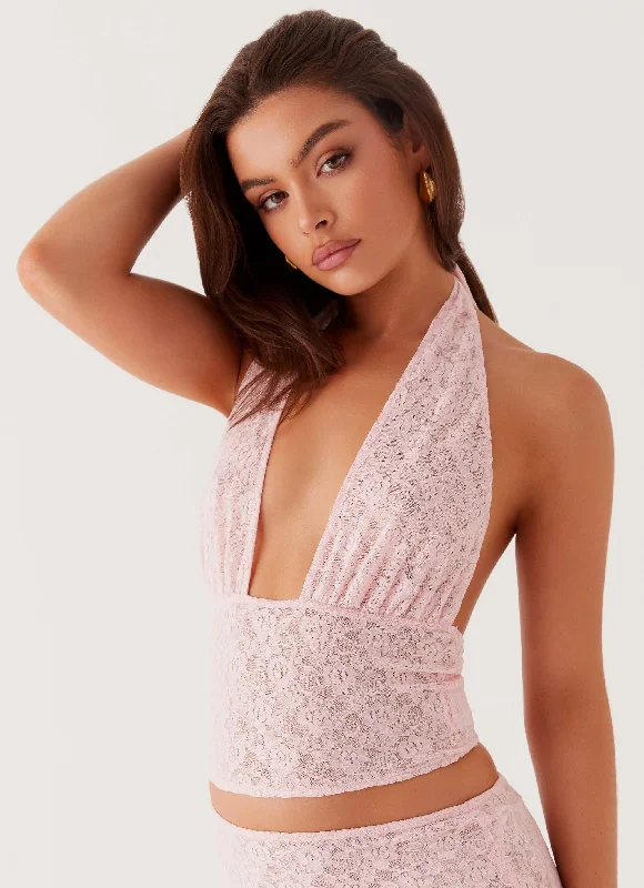 Markdown Madness Dance Again Lace Crop Top - Baby Pink