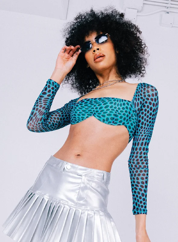 Weekend Deals That Please Becca Long Sleeve Crop Top Teal
