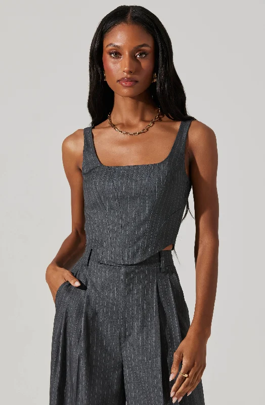 Price Slash Nivia Pinstripe Corset Top