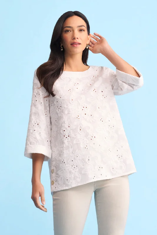 Referral Discount Broderie Side Button Top
