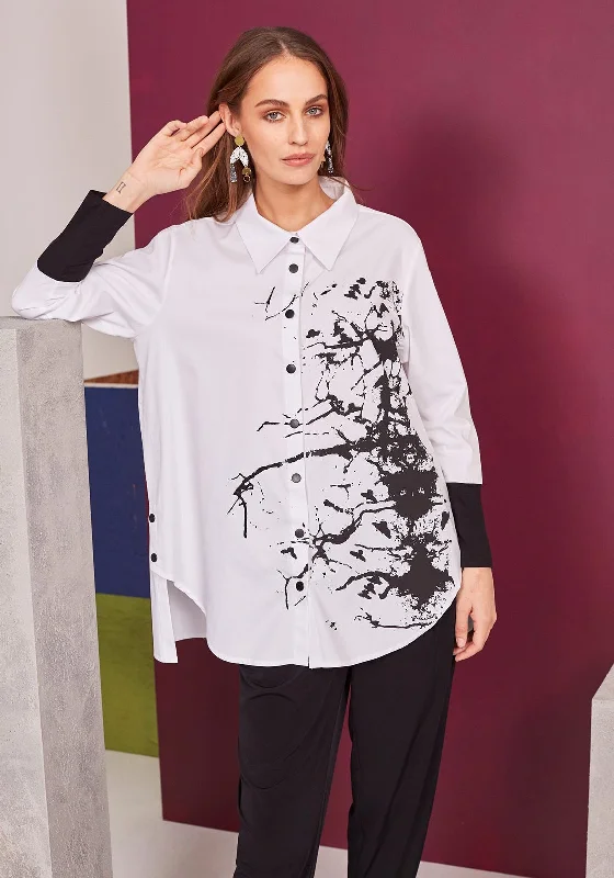 Midnight Sale Naya Scatter Placement Print Long Oversize Shirt, White
