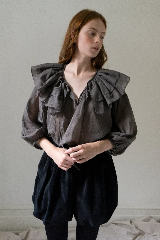 Special Price Rosario Cotton Voile Blouse - Grey