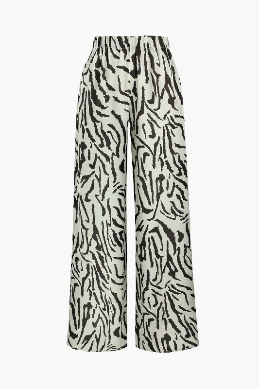 Weekend Savings Bonanza Stripe Print Wide Leg Trousers