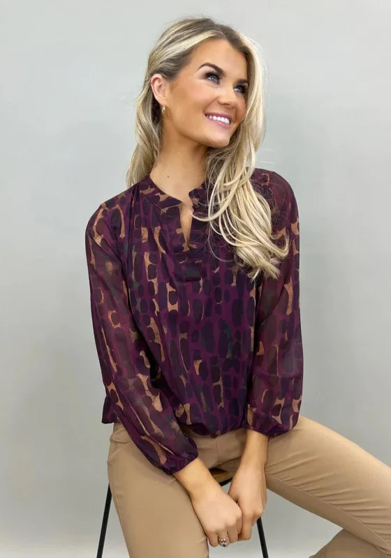 Deal Alert Kate & Pippa Print Band Hem Top, Plum