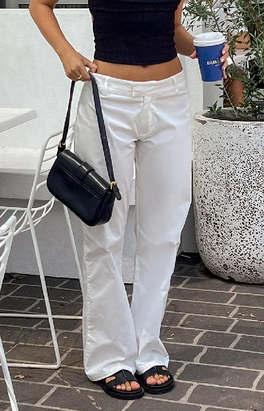 Overstock Cathryn White Mid Rise Pants