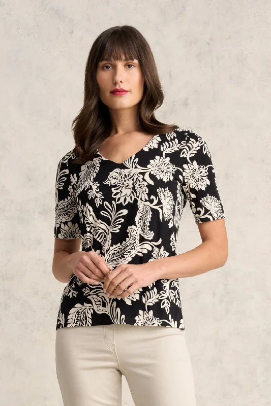 Unmissable Offer 1/2 Sleeve V-Neck Tee - Coco Floral