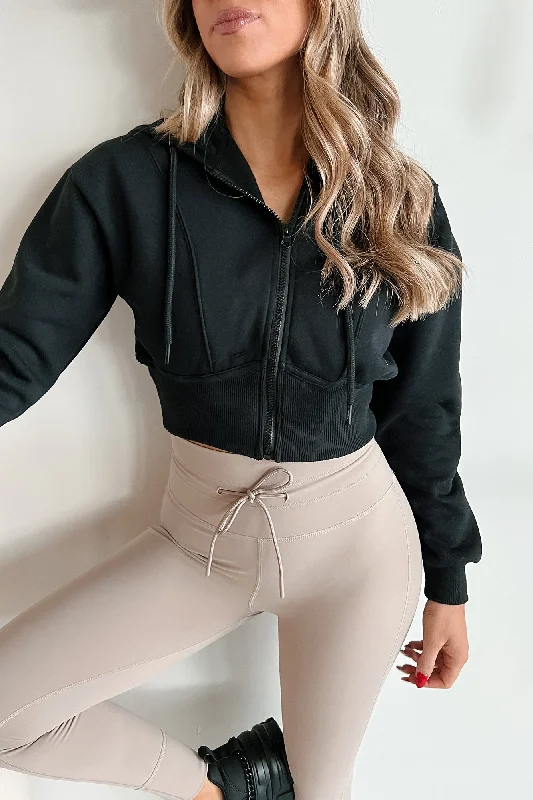 Special Discount Rawlin Crop Zipper Hoodie (Black)