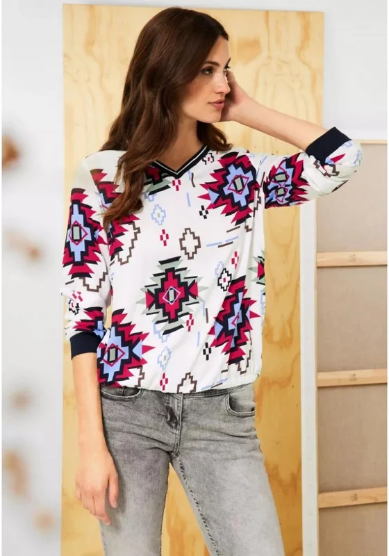 Limited Time Offer Cecil Ikat Print Top, Vanilla Multi