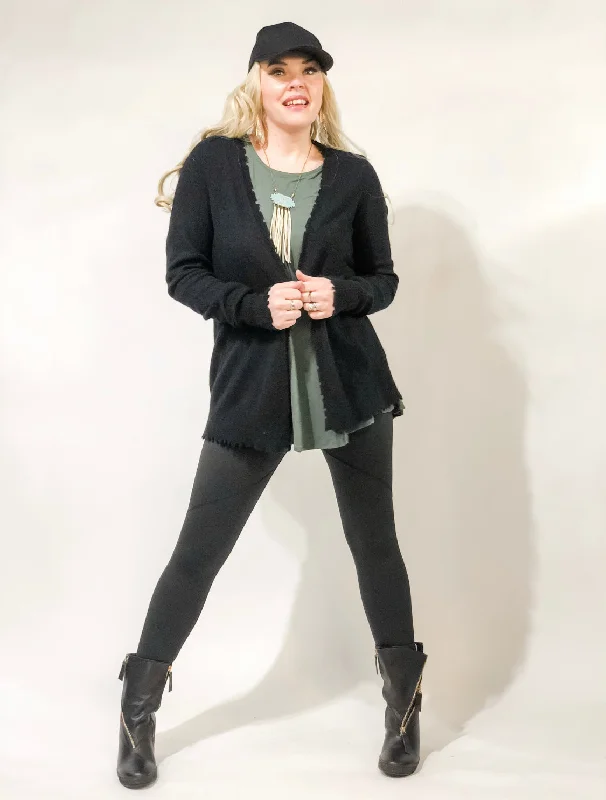Price Drop Distressed Edge Cashmere Cardigan - 2 Colors