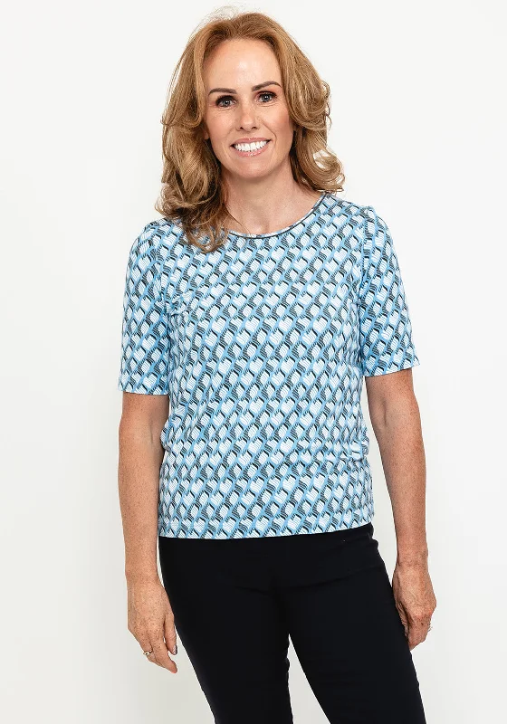 Weekend Savings Galore Rabe Abstract Print Round Neck Top, Blue