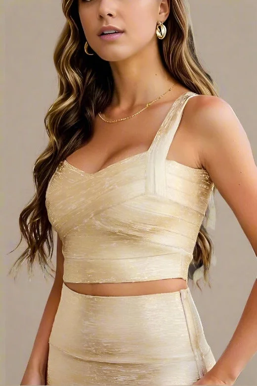 Grand Opening Sale Jay Bandage Crop Top - Gold