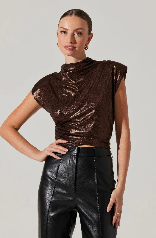 Exclusive Deal Solange Metallic Mock Neck Top
