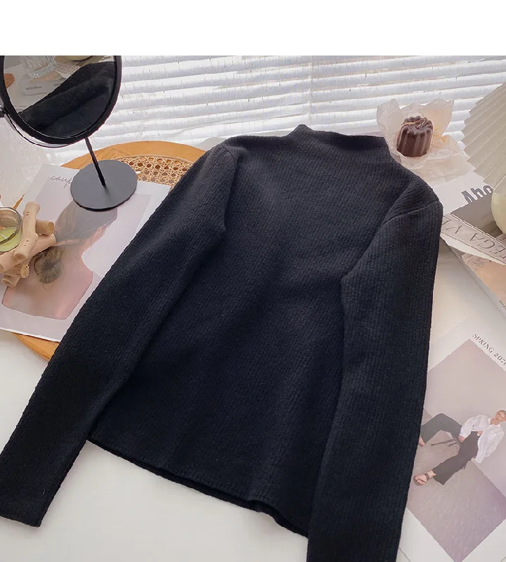 Holiday Sale Versatile simple Pullover long sleeve bottomed top  6623