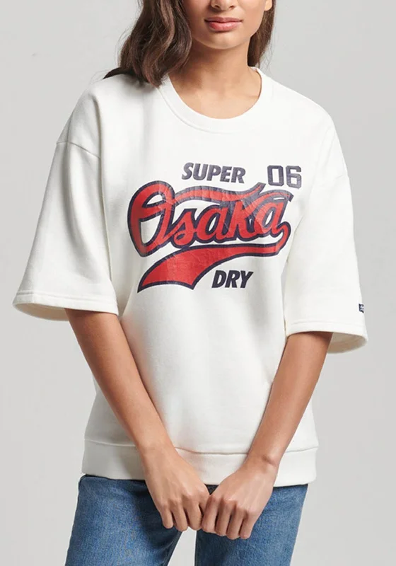 New Deal Superdry Womens Vintage Short Sleeve Sweatshirt, White