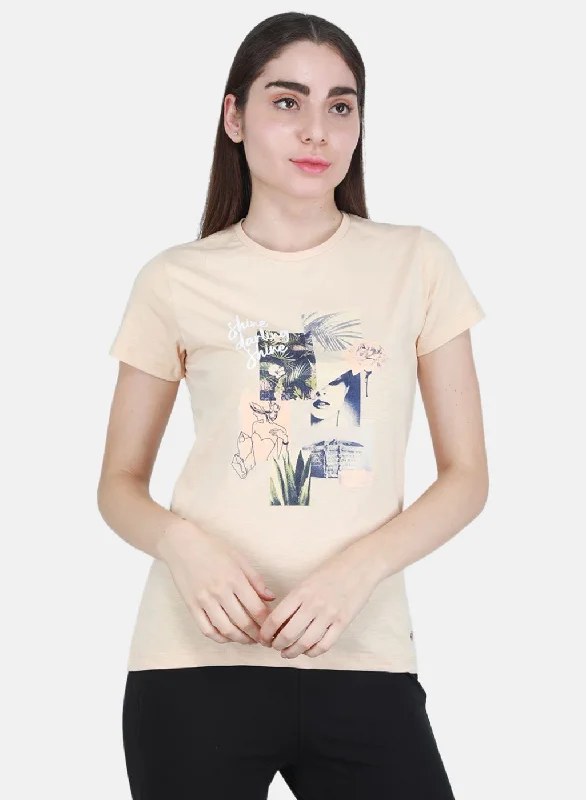 Savings Soar This Weekend Women Beige Printed Top