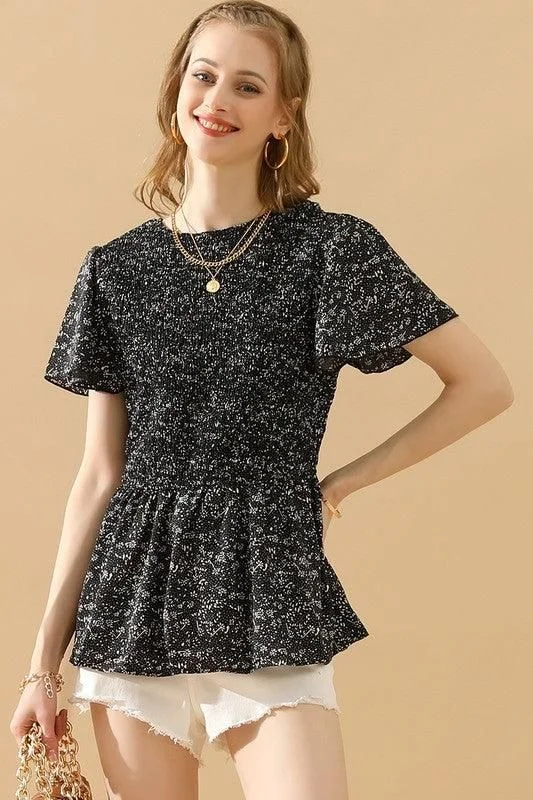 Major Savings SHORT CAPE SLEEVE SLIM WAIST TUNIC TOP
