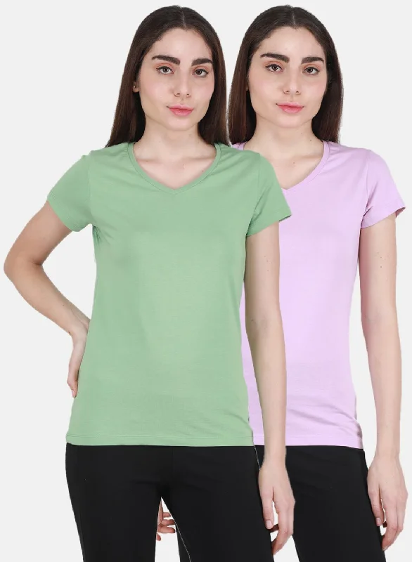 Lowest Price Women Green & Purple Solid Top 2 Pc Set