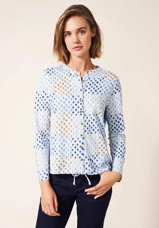 Discount Days White Stuff Tia Printed Tie Hem Shirt, Grey Multi