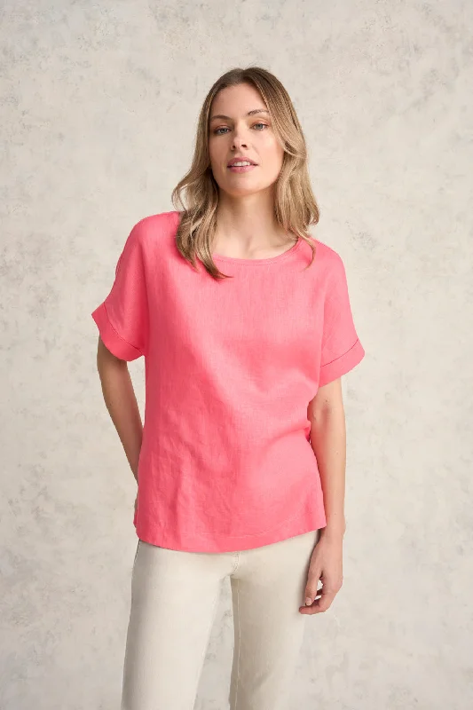 Fantastic Offers Linen Mix Top - Coral