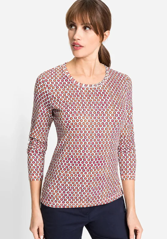 Online Only Olsen Edda Disc Print Long Sleeve T Shirt, Red Multi