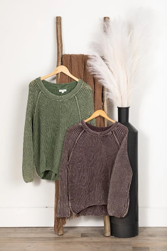 Make Your Weekend Count with Savings Washed Crewneck Knit Pullover Sweater