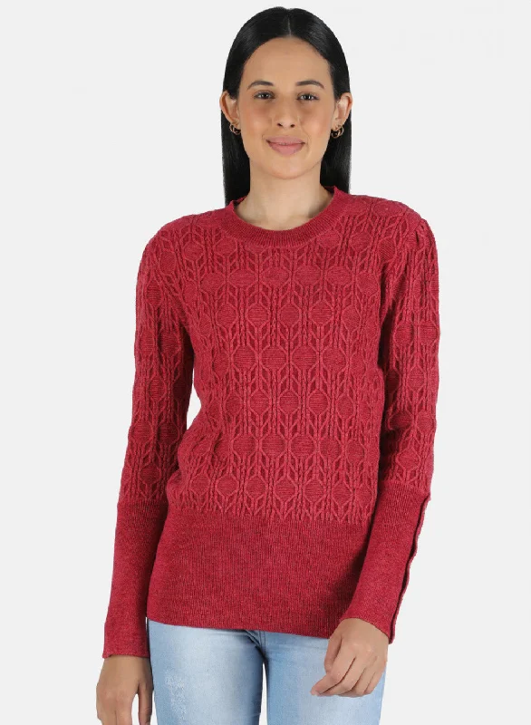Bonus Offer Women Red Self Design Top