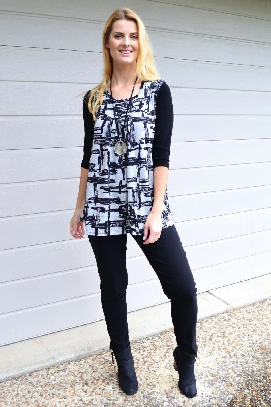 Take Advantage Abstract Sleeveless Fleece Tunic Top