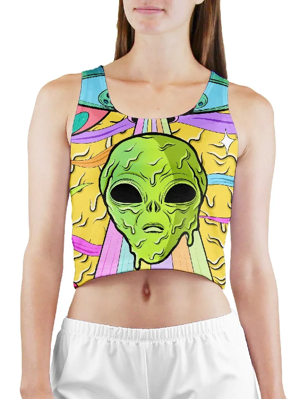 New Deals Neon Alien Drip Invasion (Yellow) Crop Tank Top