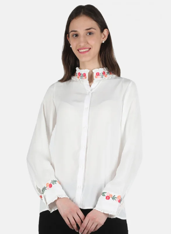 Special Discount Women Off White Solid Top