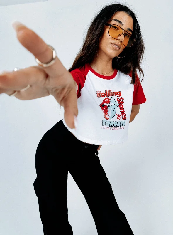 Weekend Bargains Just for You The Rolling Stones Steel Wheels Tour Cropped Tee White